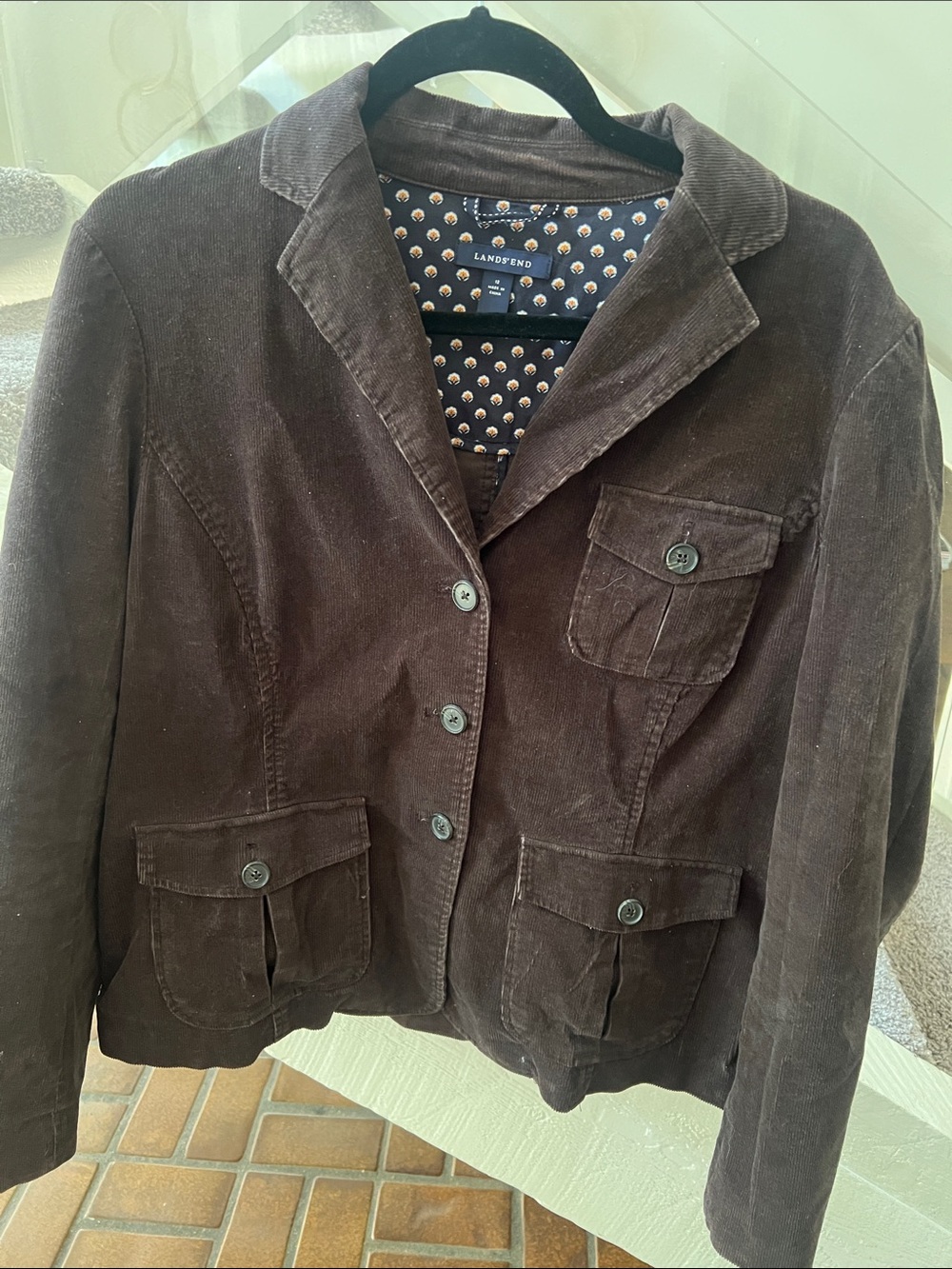 Lands' End Women's Dark Brown Corduroy Blazer Jacket